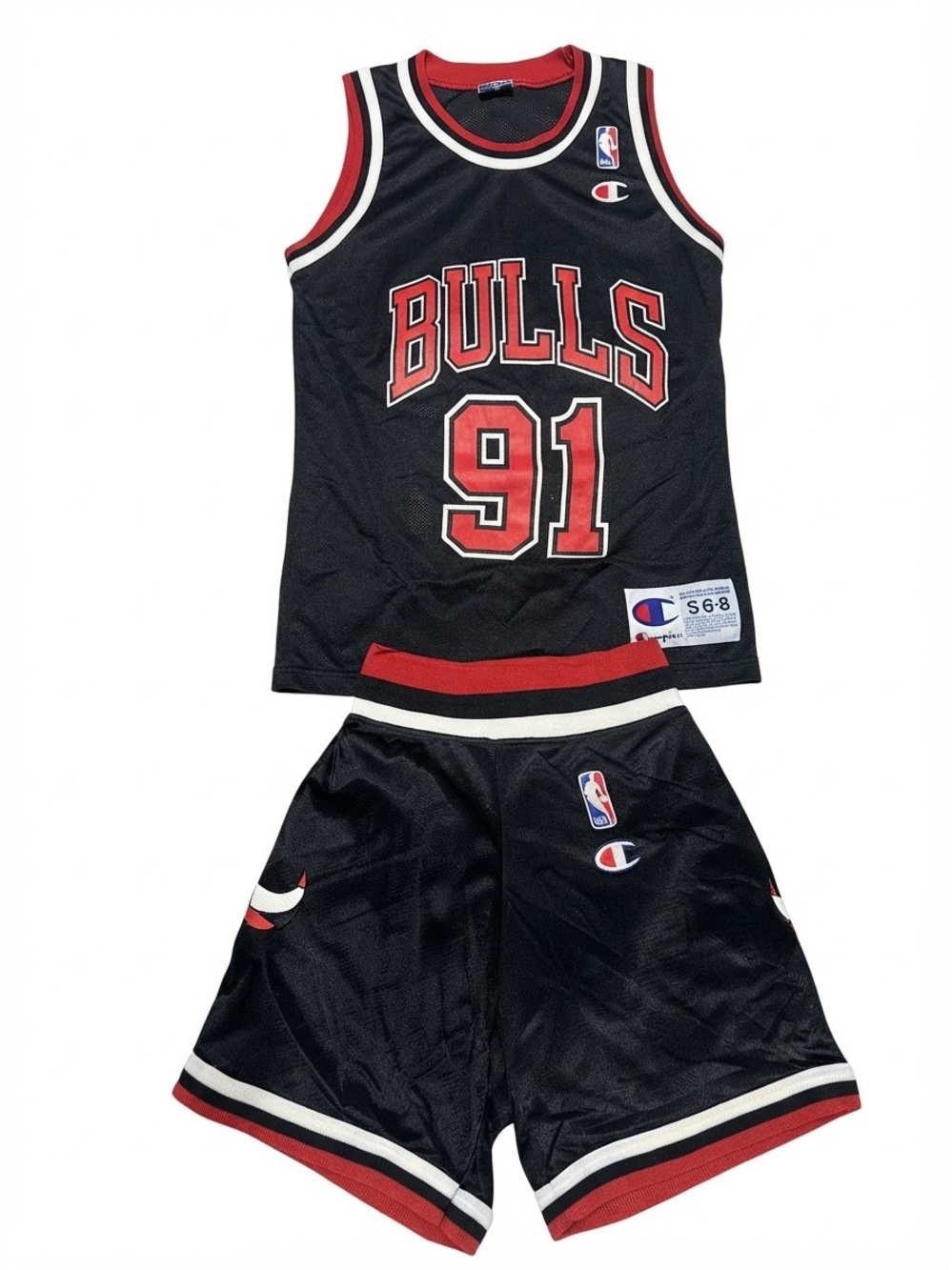 Vintage Rodman #91 Kids basketball jersey and shorts